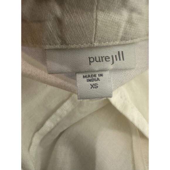 Pure Jill x J. Jill Linen Open Cardigan White Pockets LS Lagonlook Beachy XS - Picture 10 of 14
